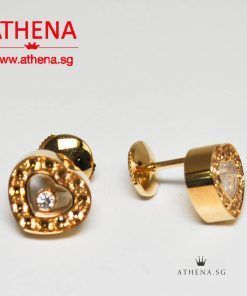 Alternative view of 18K YG CHOPARD HAPPY DIAMOND YELLOW SAPPHIRE HEART EARSTUD 7.14G [CERT] [DISCONTINUED ITEM]