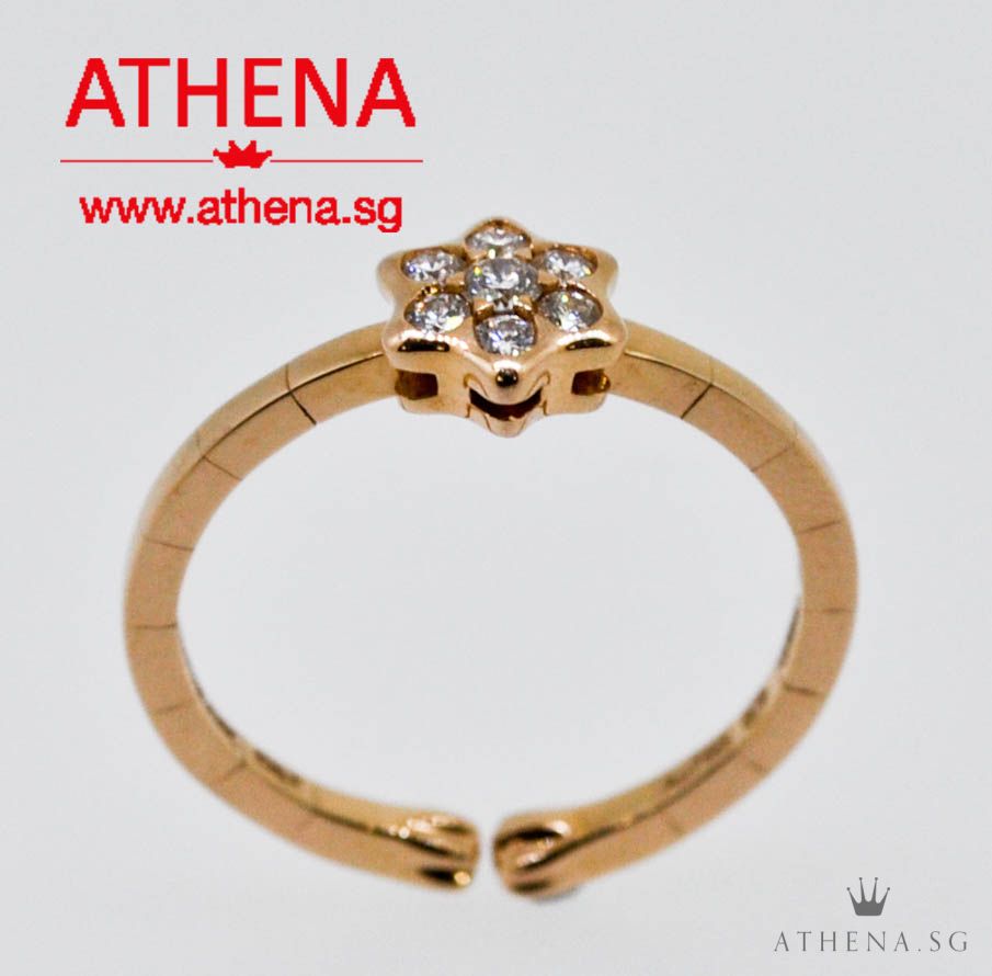 18K ROSE GOLD MONTBLANC SOUVENIR D'ETOILE DIAMOND RING 2.38G (SIZE 52) - Image 3