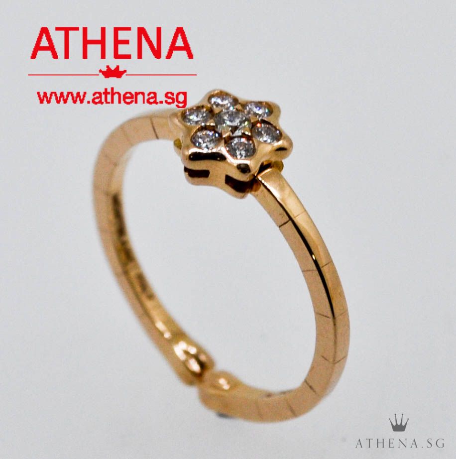 18K ROSE GOLD MONTBLANC SOUVENIR D'ETOILE DIAMOND RING 2.38G (SIZE 52)