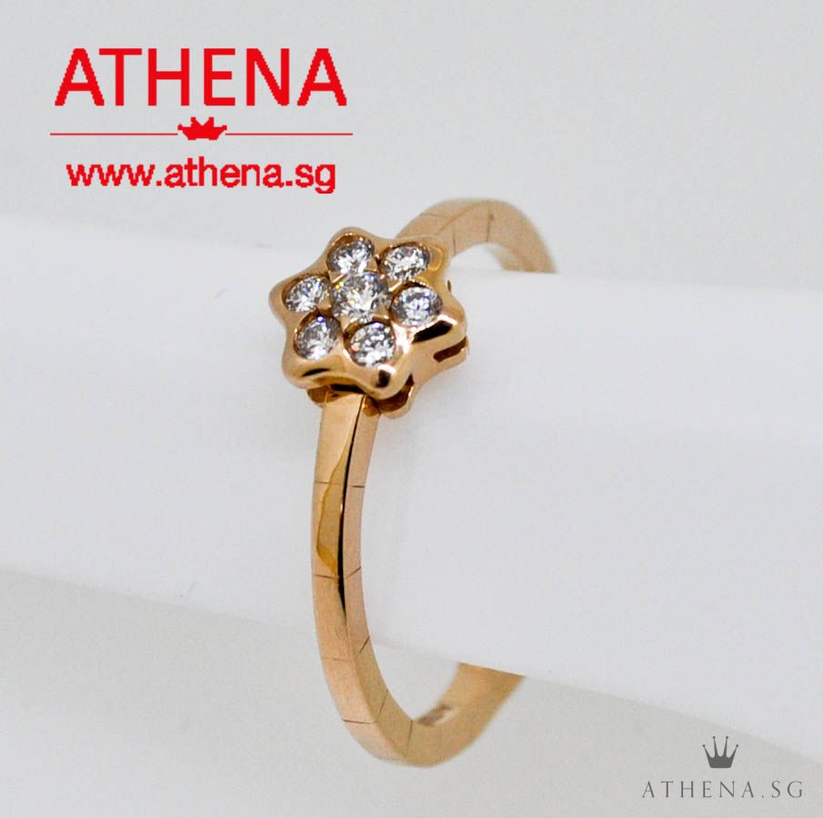 18K ROSE GOLD MONTBLANC SOUVENIR D'ETOILE DIAMOND RING 2.38G (SIZE 52) - Image 2