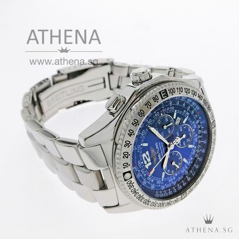 BREITLING B-2 PILOT CHRONOGRAPH AUTOMATIC "BLUE DIAL" WITH BOX & CERT A42362 - Image 2