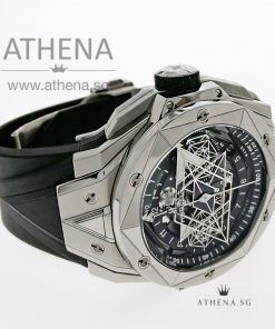 Alternative view of LIKE NEW! HUBLOT BIG BANG SANG BLEU II TITANIUM 45 "MATTE BLACK DIAL WITH SKELETON HANDS" LIMITED EDITION 200 PCS [078/200] WITH BOX & CERT 418.NX.1107.RX.MXM19 [UNDER AGENT WARRANTY]