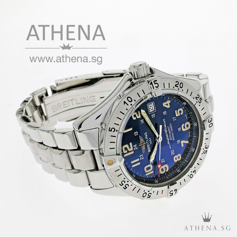 BREITLING SUPEROCEAN AUTOMATIC " BLUE DIAL" WITH BOX & CERT A17040 (LOCAL AD) - Image 2