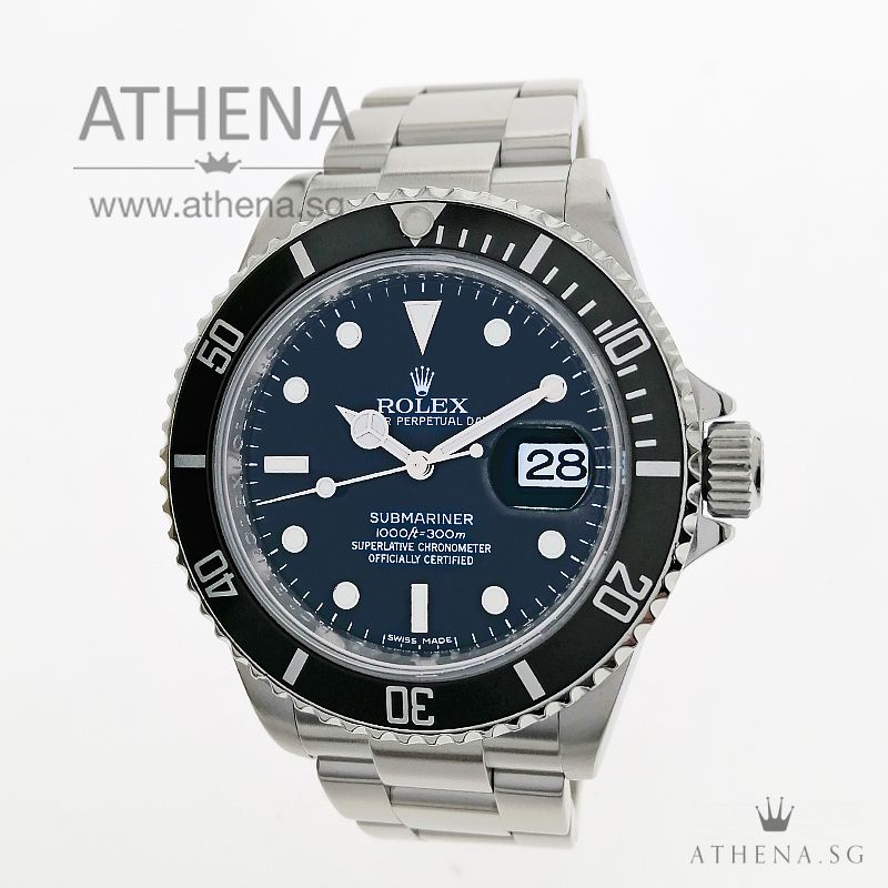 ROLEX OYSTER PERPETUAL SUBMARINER DATE "V" SERIES "BLACK DIAL" WITH BOX & CERT 16610