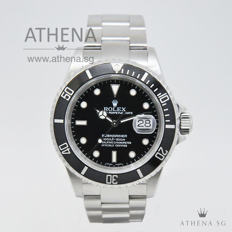 ROLEX OYSTER PERPETUAL SUBMARINER DATE "P" SERIES "BLACK DIAL" WITH BOX & CERT 16610
