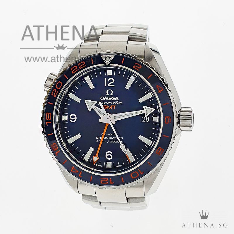 OMEGA SEAMASTER PLANET OCEAN 600M GMT "BLUE DIAL" WITH BOX & CERT 232.30.44.22.03.001