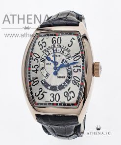 18K WHITE GOLD FRANCK MULLER CINTREE CURVEX DOUBLE HOUR RETROGRADE "SILVER GUILLOCHE DIAL" WITH BOX & CERT 8880 DH R