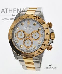 ROLEX "HALF-GOLD" DAYTONA COSMOGRAPH ZENITH AUTOMATIC MOVEMENT "U" SERIES "WHITE DIAMOND DIAL" WITH BOX & CERT 16523