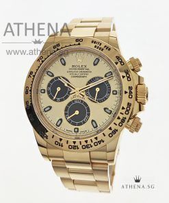 18K YELLOW GOLD ROLEX COSMOGRAPH DAYTONA "AN" SERIES "CHAMPAGNE PANDA DIAL" WITH BOX & CERT 116508 (STILL UNDER AGENT WARRANTY)