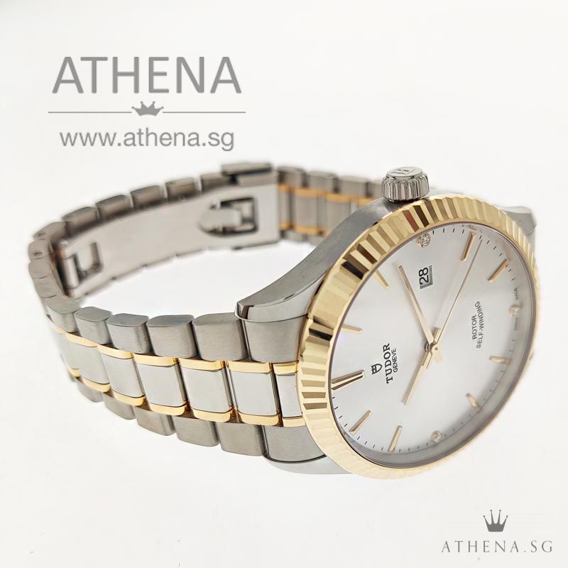 UNWORN !!! TUDOR STYLE 41 AUTOMATIC "SILVER DIAMOND-SET DIAL" WITH BOX & CERT M12703 (STILL UNDER AGENT WARRANTY) - Image 2