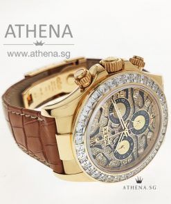 Alternative view of 18K YELLOW GOLD ROLEX COSMOGRAPH DAYTONA "D" SERIES "CUSTOMIZE EYE OF TIGER DIAL & MOISSANITE BEZEL" WITH RSC SERVICE RECEIPT & BOX 116518