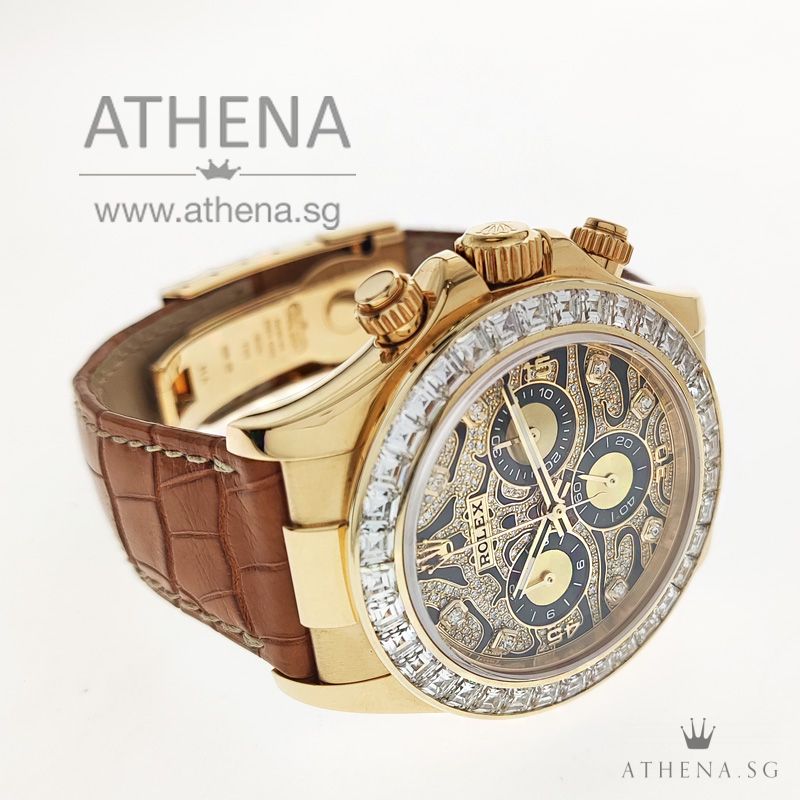 18K YELLOW GOLD ROLEX COSMOGRAPH DAYTONA "D" SERIES "CUSTOMIZE EYE OF TIGER DIAL & MOISSANITE BEZEL" WITH RSC SERVICE RECEIPT & BOX 116518 - Image 2