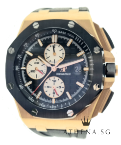 18K PINK GOLD AUDEMARS PIGUET ROYAL OAK OFFSHORE CHRONOGRAPH NOVELTY "BLACK MEGA TAPISSERIE DIAL" WITH BOX & CERT DATED 2016 26401RO.OO.A002CA.01 (UNPOLISHED)