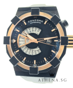 18K ROSE GOLD CONCORD WORLD TIME C1 WITH BOX & CERT (LOCAL AD) 01.6.78.1016