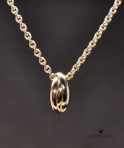 18K YG CARTIER TRI TONE TRINITY NECKLACE 8.68G (WITH SVC RECEIPT)