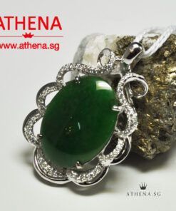 Alternative view of 18K WG JADE PENDANT WITH DIAMOND D70-0.23CTS 6.75G [WITH CERT]