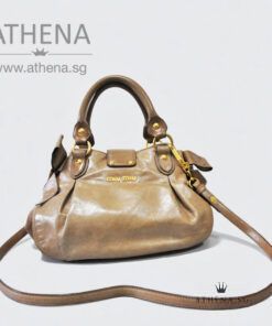 MIU MIU LIGHT BROWN BOW DETAIL LUX HANDBAG