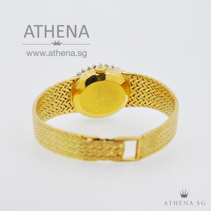 YELLOW GOLD PLATED GIRARD PERREGAUX "BLACK/GOLD DIAMOND DIAL" MANUAL WINDING WITH CUSTOMIZE DIAMOND BEZEL - Image 3