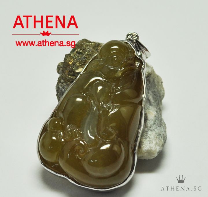 18K WG JADE PENDANT CARVED WITH PIXIU, RUYI & COIN 19.90G - Image 3