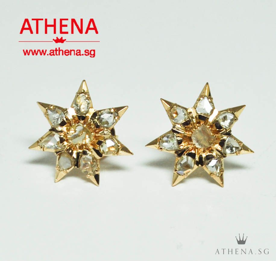 20K YG ANTIQUE DESIGN INTAN EARSTUD 3.44G