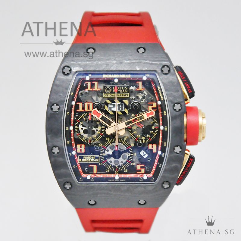 RICHARD MILLE RM011 LOTUS F1 TEAM ROMAIN GROSJEAN NTPT CARBON AUTOMATIC FLYBACK CHRONOGRAPH WITH BOX & CERT
