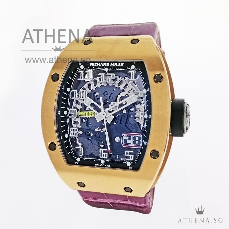 RICHARD MILLE ROSE GOLD OVERSIZE DATE RM029 WITH BOX, CERT & STILL UNDER AGENT WARRANTY (LOCAL AD)