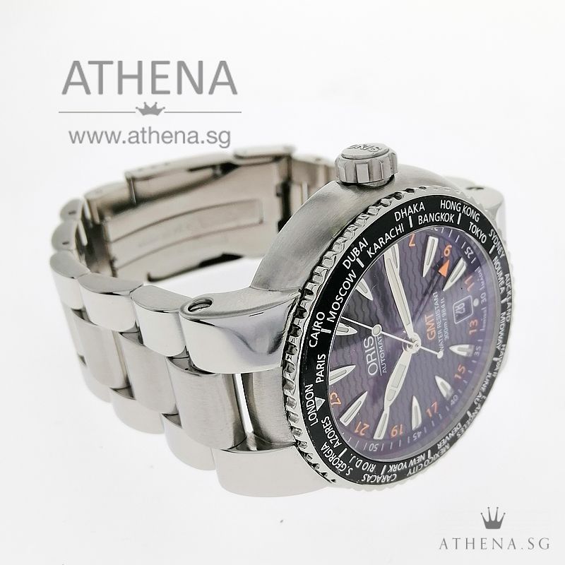 ORIS DIVER GMT WORLD TIME AUTOMATIC "BLACK WAVE DIAL" 668.7608.84.54.MB - Image 2