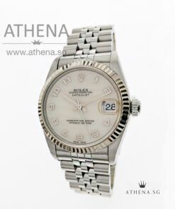 ROLEX MID-SIZE OYSTER PERPETUAL DATEJUST "A" SERIES "WHITE MOP ARABIC NUMERAL DIAL" WITH CERT 78274 (LOCAL AD)