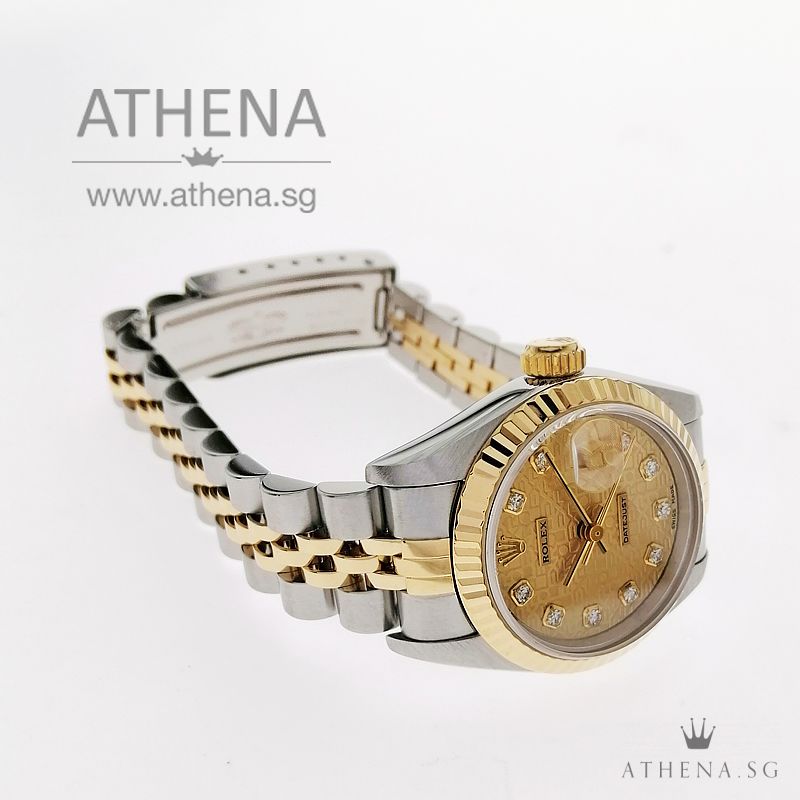 ROLEX "HALF-GOLD" OYSTER PERPETUAL LADIES DATEJUST "W" SERIES "GOLD COMPUTER DIAMOND DIAL" 69173 - Image 2