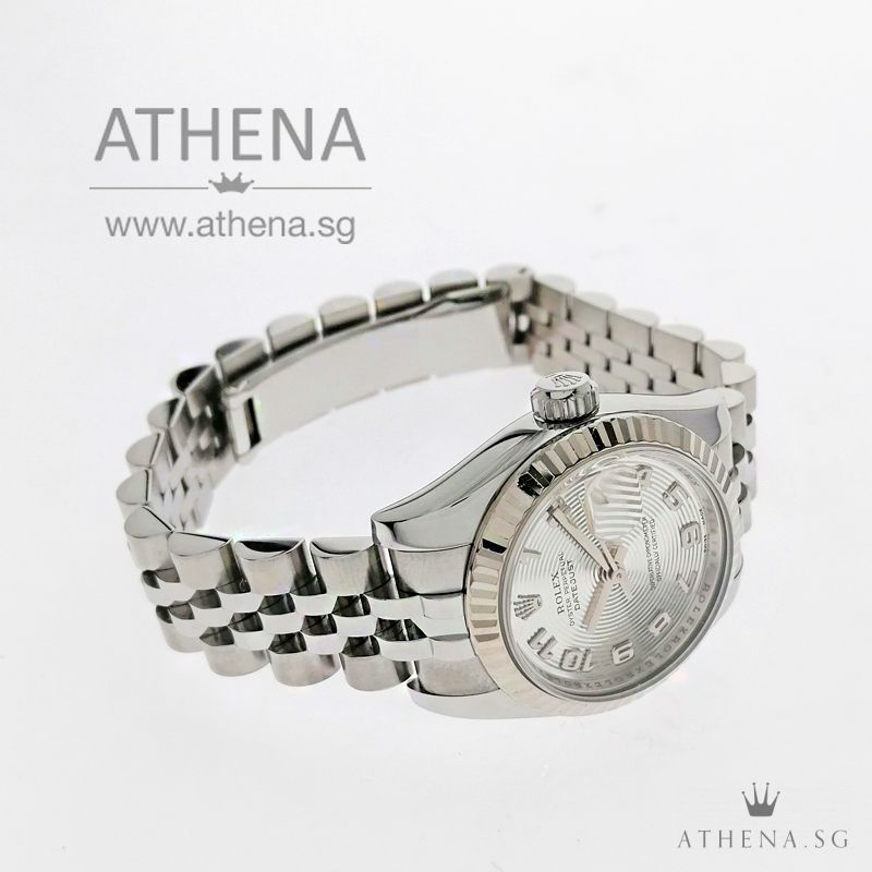 ROLEX LADIES OYSTER PERPETUAL DATEJUST "Z" SERIES "SILVER CONCENTRIC ARABIC NUMERAL DIAL" WITH CHAPTER RING & CERT 179174 (LCOAL AD) - Image 2