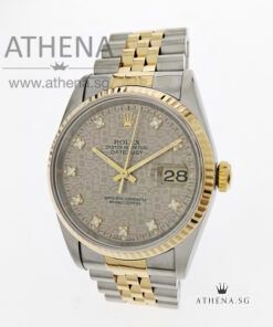 ROLEX "HALF-GOLD" MENS OYSTER PERPETUAL DATEJUST "T" SERIES "GREY JUBILEE DIAMOND DIAL" 16233