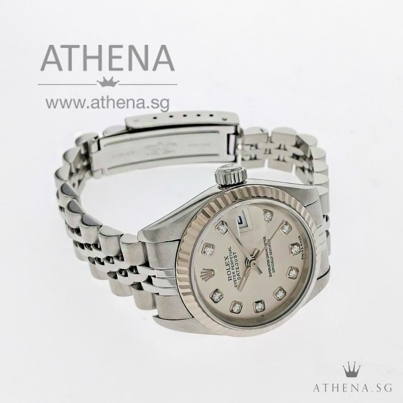 ROLEX LADIES OYSTER PERPETUAL DATEJUST "F" SERIES "SILVER DIAMOND DIAL" 79174 - Image 2