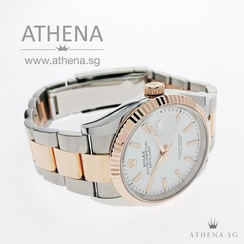 UNWORN !!! ROLEX EVEROSE ROLESOR MEN OYSTER PERPETUAL DATEJUST 36 "WHITE INDEX DIAL" WITH BOX & CERT 126231 - Image 2