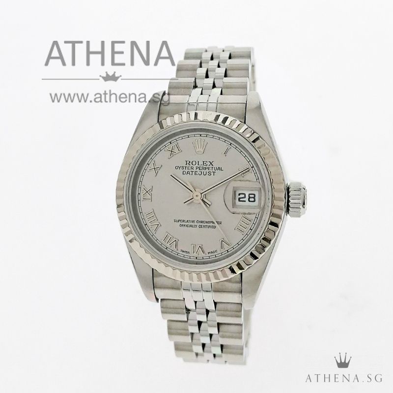 ROLEX LADIES OYSTER PERPETUAL DATEJUST "K" SERIES "SILVER ROMAN DIAL" WITH CERT 79174
