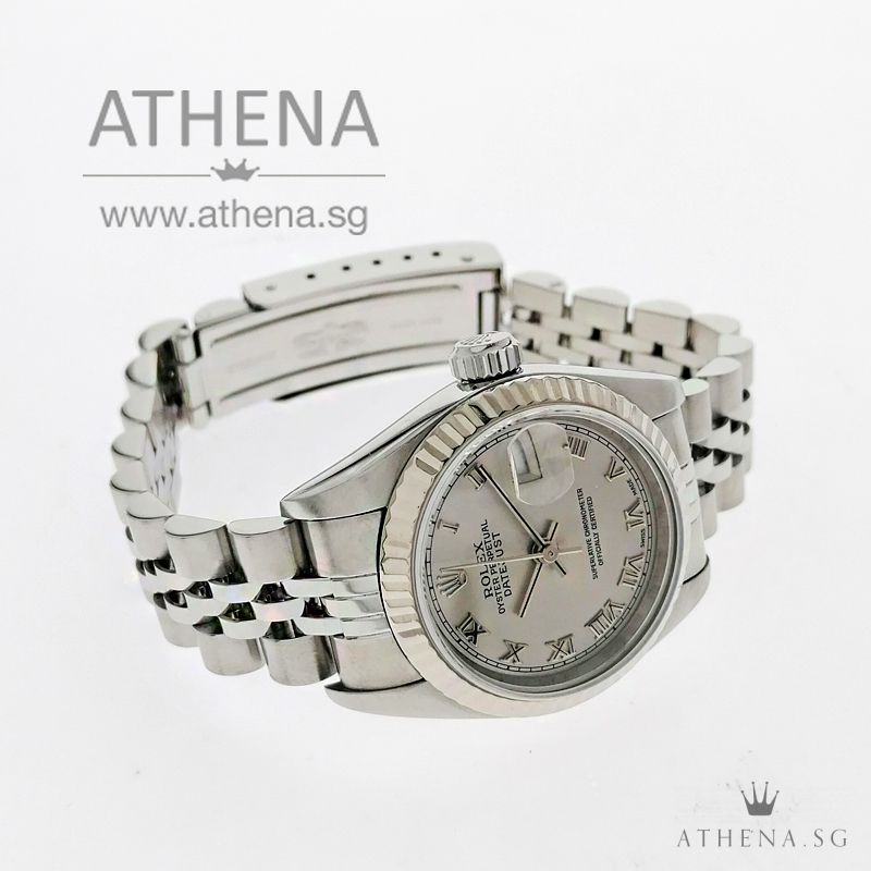 ROLEX LADIES OYSTER PERPETUAL DATEJUST "K" SERIES "SILVER ROMAN DIAL" WITH CERT 79174 - Image 2