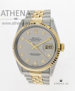 ROLEX "HALF-GOLD" MENS OYSTER PERPETUAL DATEJUST "T"" SERIES "GREY JUBILEE DIAMOND DIAL" 16233