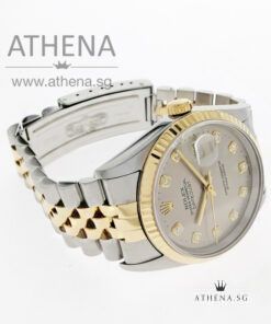 Alternative view of ROLEX "HALF-GOLD" MENS OYSTER PERPETUAL DATEJUST "T"" SERIES "GREY JUBILEE DIAMOND DIAL" 16233