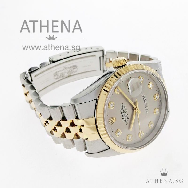 ROLEX "HALF-GOLD" MENS OYSTER PERPETUAL DATEJUST "T"" SERIES "GREY JUBILEE DIAMOND DIAL" 16233 - Image 2