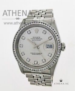 ROLEX MENS OYSTER PERPETUAL DATEJUST "F" SERIES "SILVER DIAMOND DIAL" WITH CUSTOMISE DIAMOND BEZEL 16234