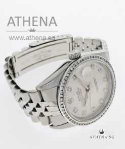 Alternative view of ROLEX MENS OYSTER PERPETUAL DATEJUST "F" SERIES "SILVER DIAMOND DIAL" WITH CUSTOMISE DIAMOND BEZEL 16234