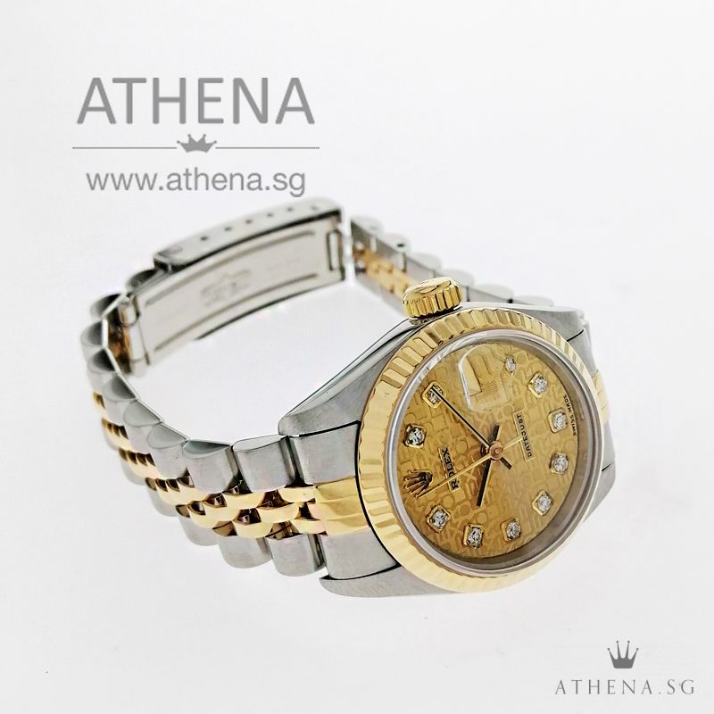 ROLEX "HALF-GOLD" OYSTER PERPETUAL LADIES DATEJUST "W" SERIES "CHAMPAGNE COMPUTER DIAMOND DIAL" 69173 - Image 2