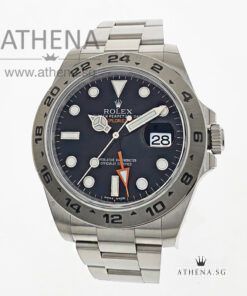 LIKE NEW !!! ROLEX OYSTER PERPETUAL DATE / EXPLORER II "BLACK DIAL" "AN" SERIES WITH BOX & CERT 216570 ( FACTORY STICKER INTACT