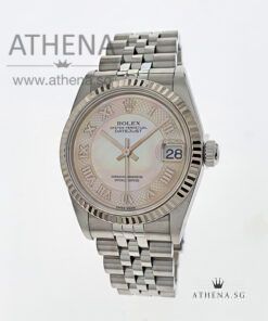 ROLEX MID-SIZE OYSTER PERPETUAL DATEJUST "F" SERIES "WHITE MOP ROMAN DIAL" 78274