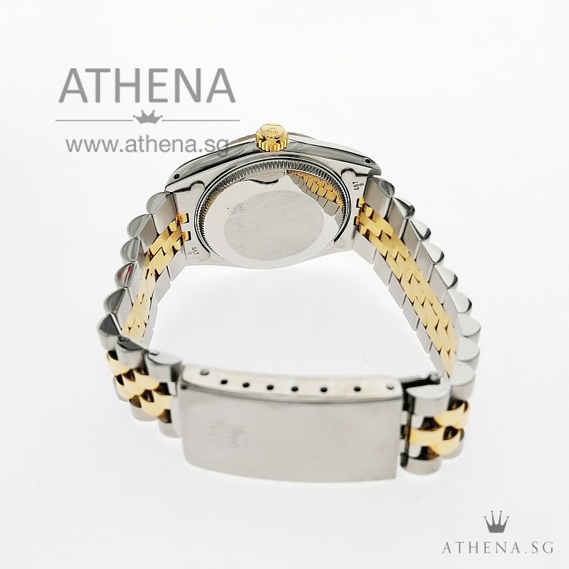 ROLEX "HALF-GOLD" MID-SIZE OYSTER PERPETUAL DATEJUST "E" SERIES "WHITE ROMAN DIAMOND DIAL" 68273 - Image 2