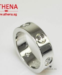 Alternative view of 18K WG CARTIER LOVE RING WITH 3 DIAMOND 8.56G [SIZE 50]