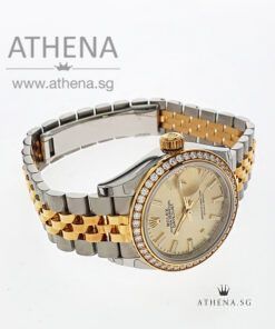 Alternative view of UNWORN !!! ROLEX YELLOW ROLESOR LADIES DATEJUST 28 "AN" SERIES "CHAMPAGNE INDEX DIAL" WITH BOX & CERT 279383