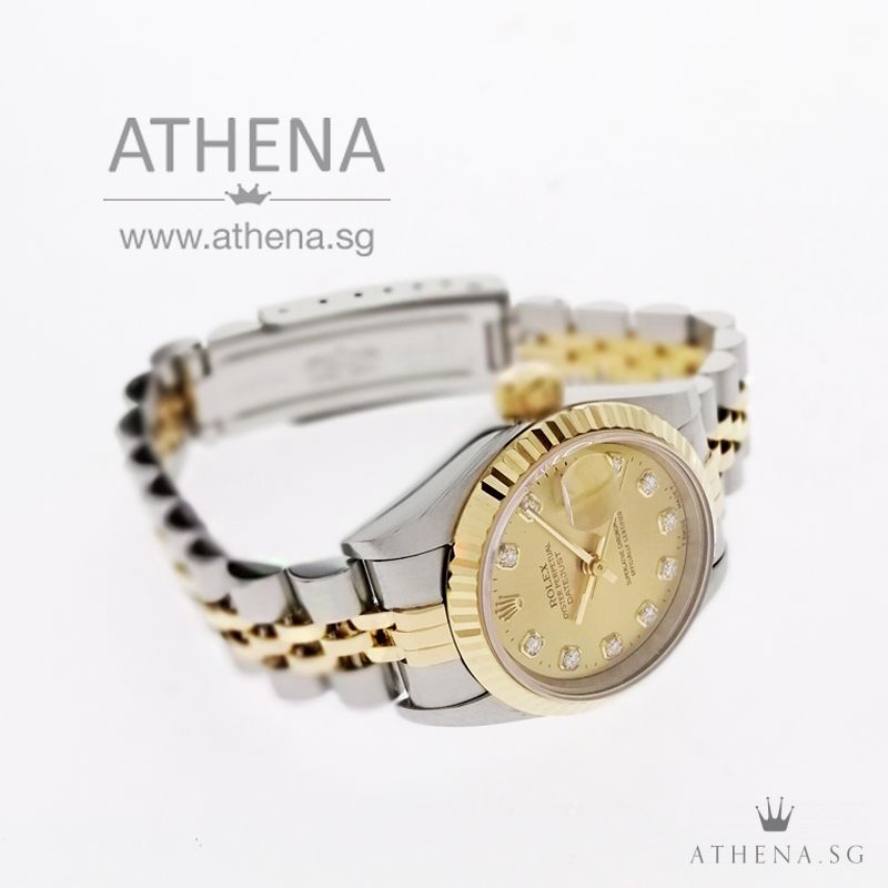 ROLEX "HALF-GOLD" OYSTER PERPETUAL LADIES DATEJUST "S" SERIES "GOLD DIAMOND DIAL" 69173 - Image 2