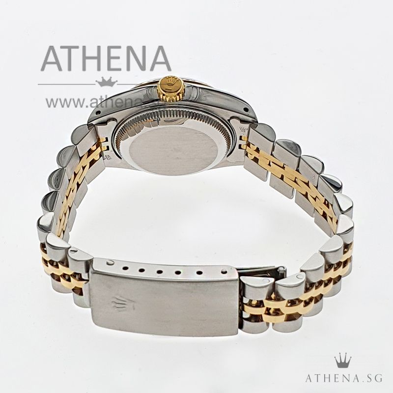 ROLEX "HALF-GOLD" OYSTER PERPETUAL LADIES DATEJUST "E" SERIES "CHAMPAGNE CHECKEVED DIAMOND ROMAN DIAL" 69173 - Image 3
