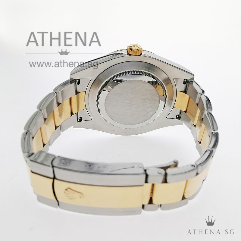 ROLEX YELLOW ROLESOR MENS OYSTER PERPETUAL DATEJUST 41 "AN" SERIES "SLATE WIMBLEDON ROMAN DIAL" WITH CERT 116333 - Image 3