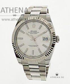 UNWORN !!! ROLEX MENS OYSTER PERPETUAL DATEJUST 41 "AN" SERIES "SILVER INDEX DIAL" WITH BOX & CERT 126334